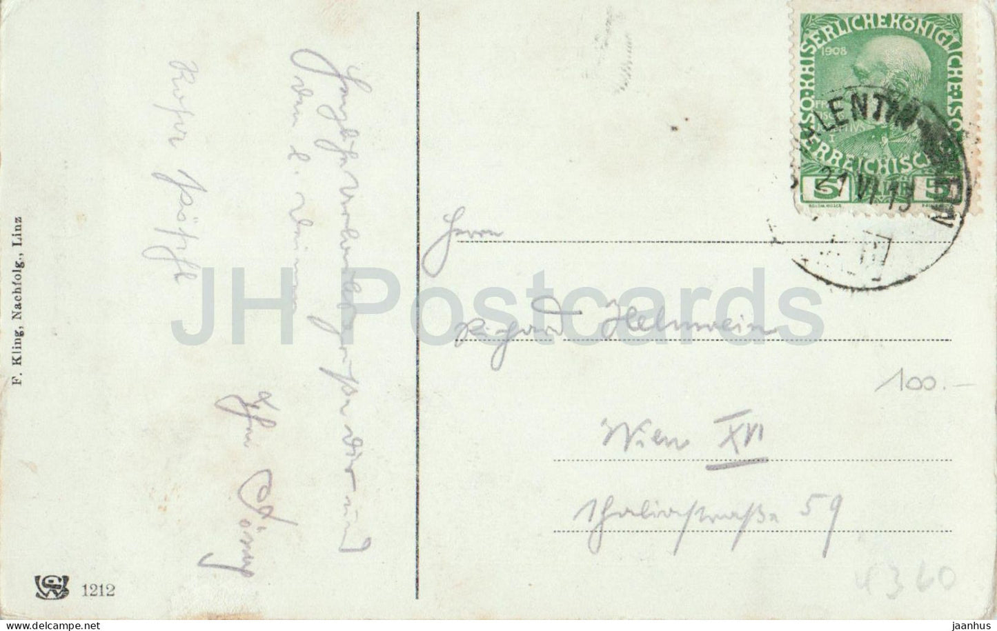 Klam bei Grein - Schluchteingang - cascade - canyon rocheux - carte postale ancienne - 1913 - Autriche - utilisé