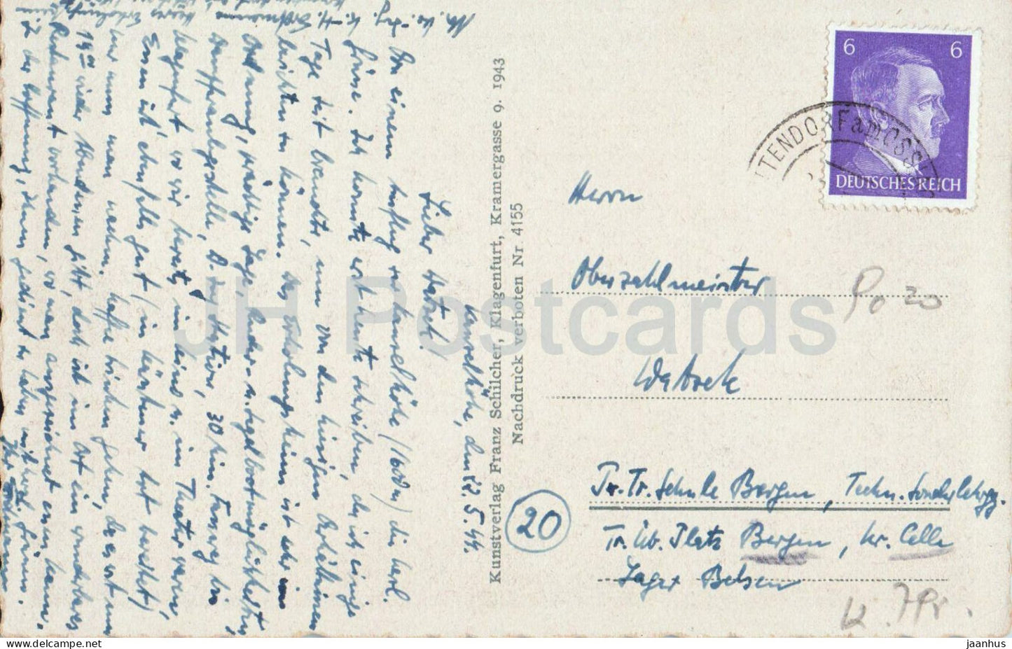 Klagenfurt - Wörthersee mit Karawanken - gare et hangars à bateaux au bord du lac - carte postale ancienne - 1944 - Autriche - utilisée