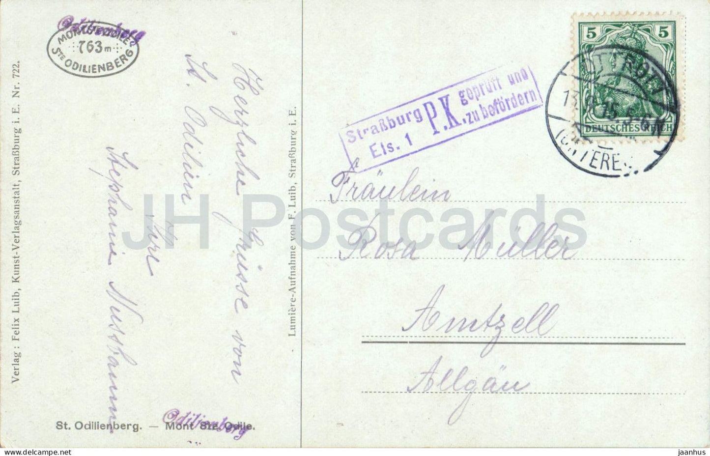 St. Odilienberg Mont Ste-Odile - Alsace - No. 722 - old postcard - 1915 - France - used