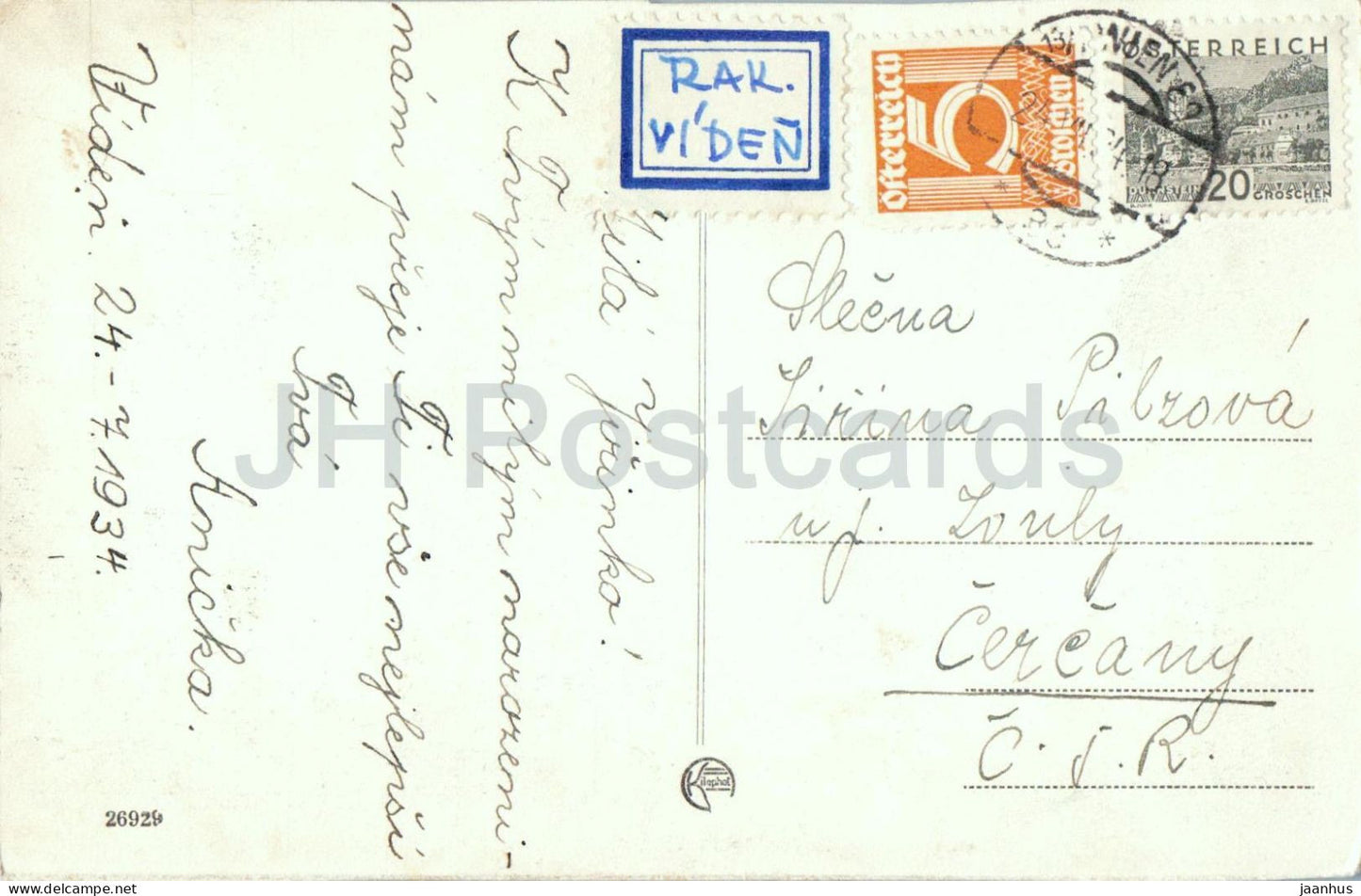 Wien - Vienna - Verkehrsburo und Karlskirche - tram - 26929 - old postcard - 1934 - Austria - unused