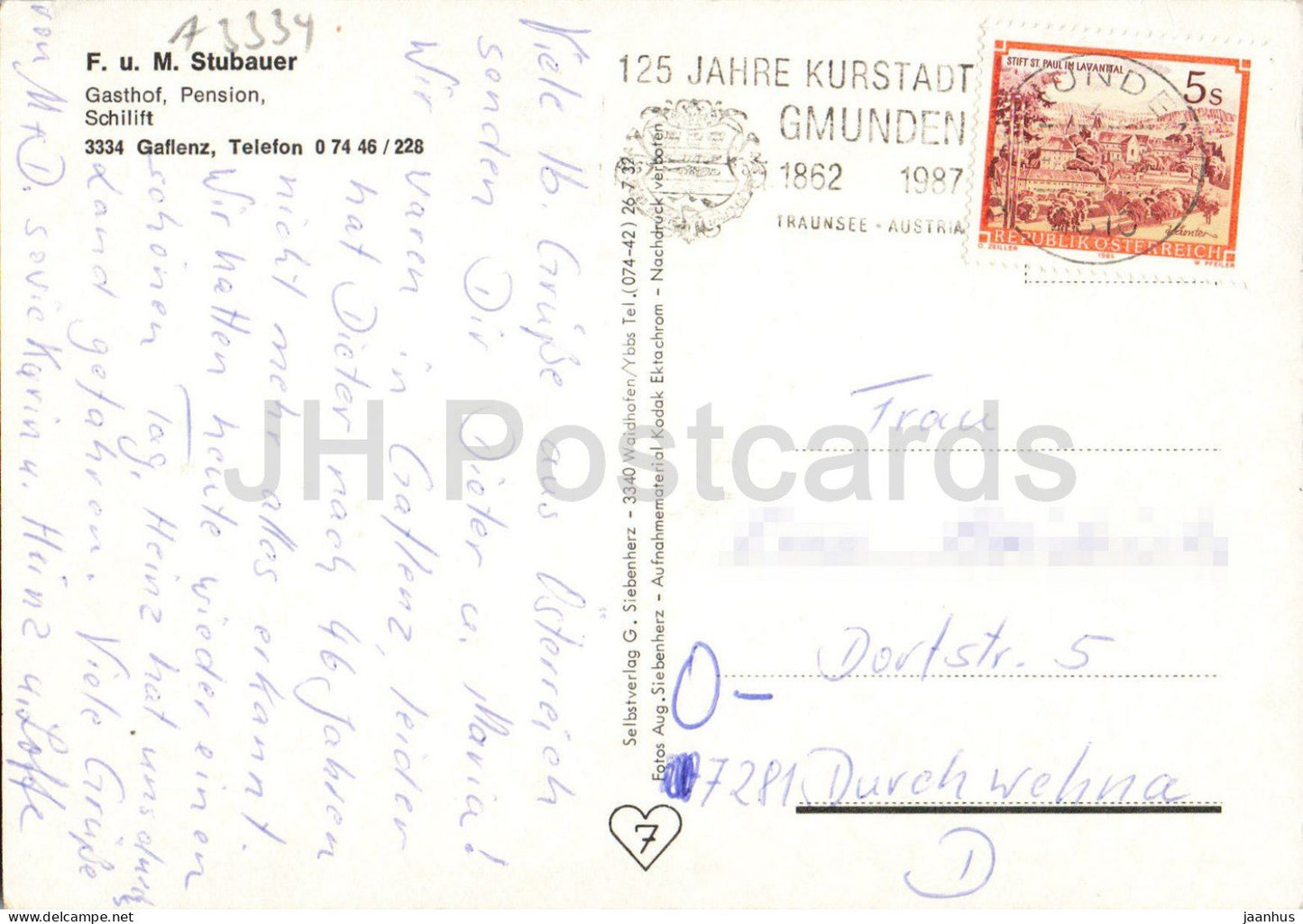 Skilift Gaflenz - Stubauer Gasthof - Pension - winter - skiing - village - mountains - multiview - 1987 - Austria - used
