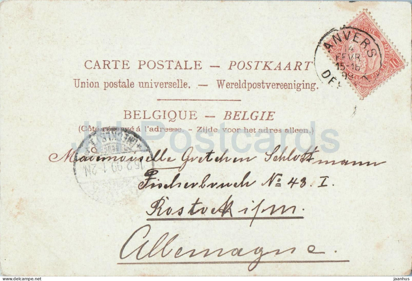 Ostende - La Digue Centrale - street view with hotels - old postcard - 1899 - Belgium - used