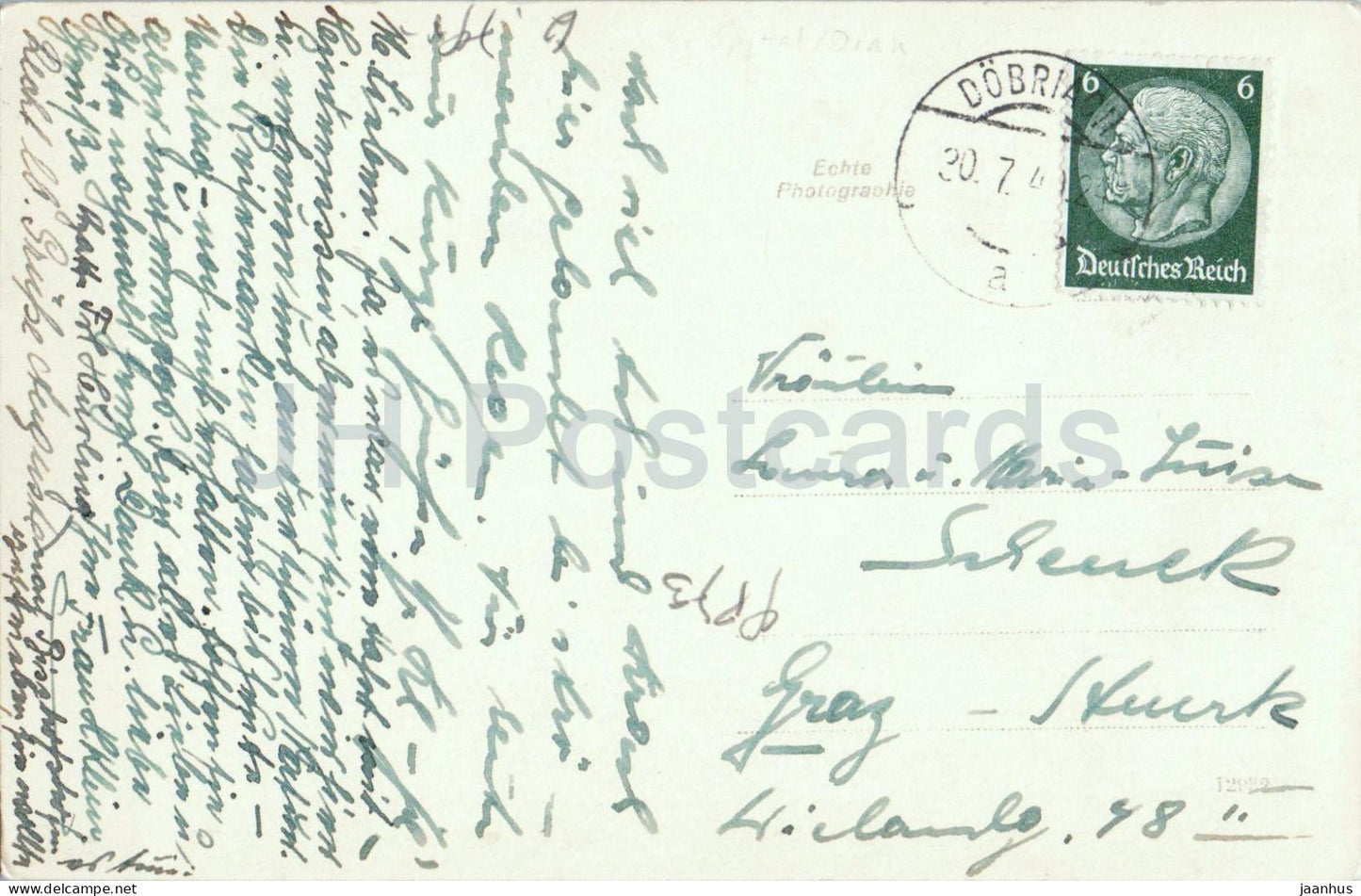 Dobriach am Millstattersee - Strand - lake - mountains - old postcard - 1940s - Germany - used