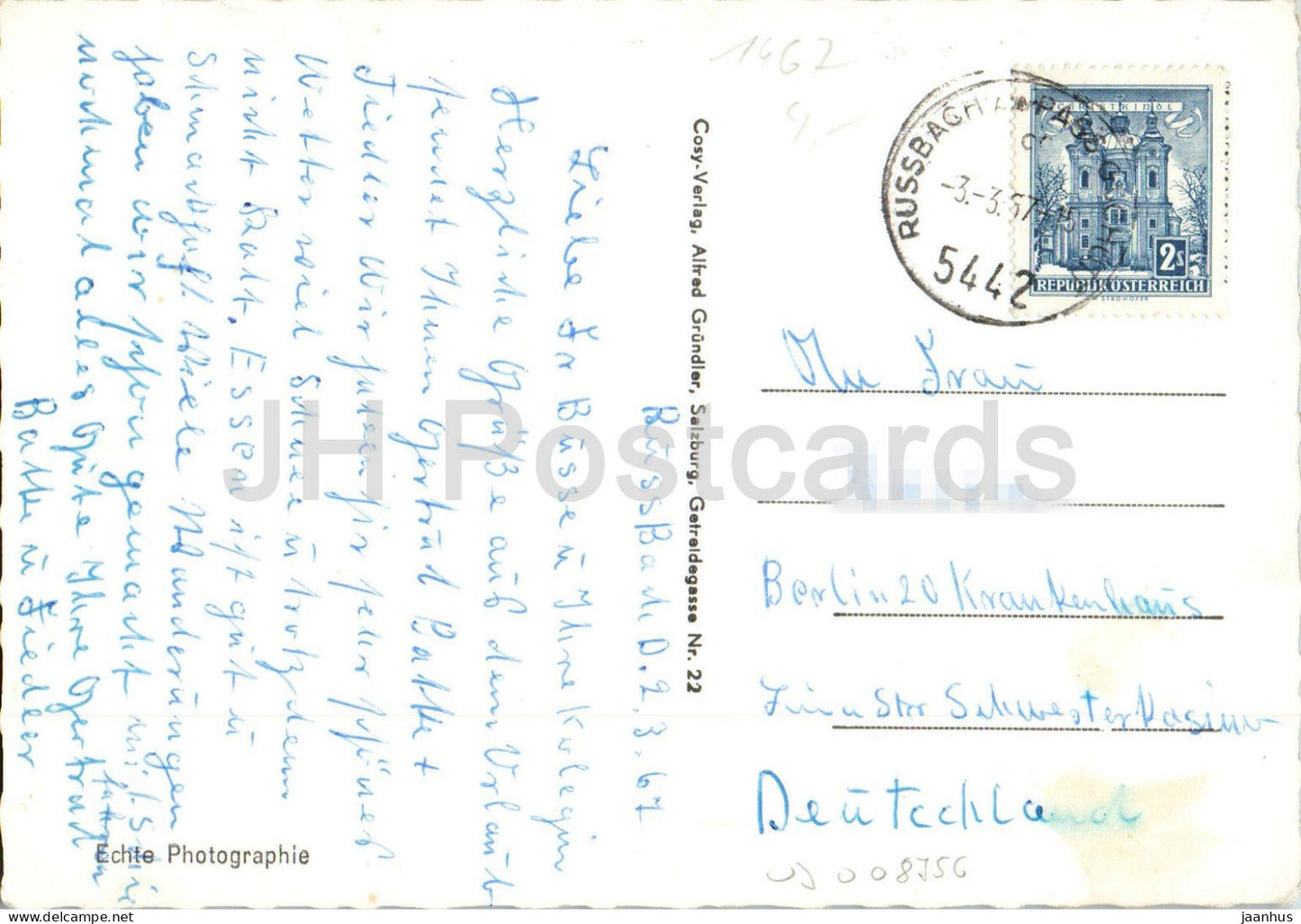 Abtenau 712 m – Skiparadies – Wintersport – Dorf – Kirche – Berge – Multiview – 1967 – Österreich – genutzt