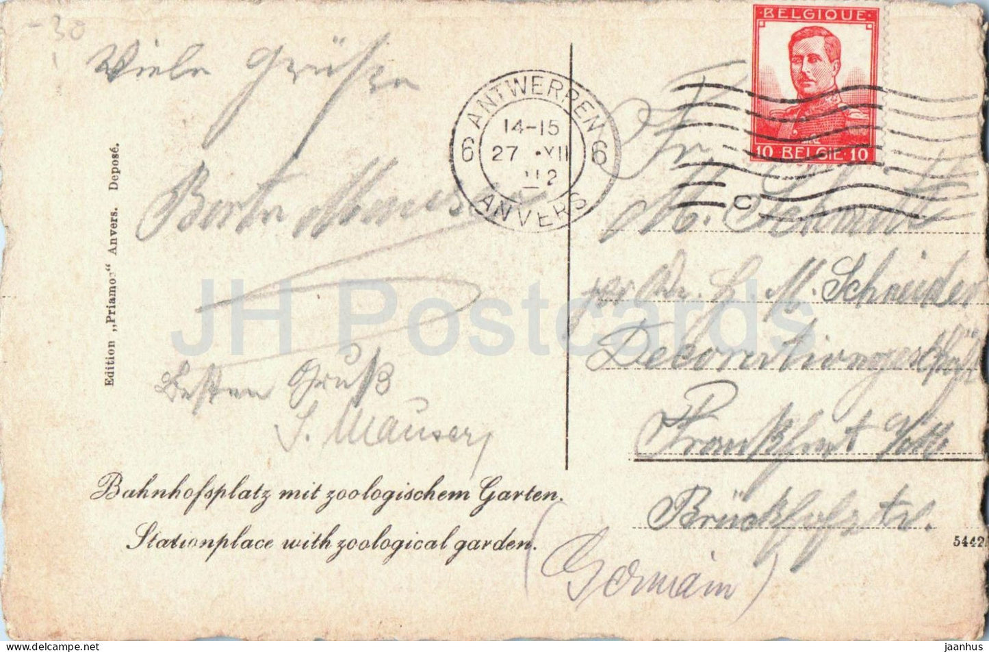 Anvers - Antwerpen - Place de la gare avec jardin zoologique - Zoological Garden - old postcard - Belgium - used