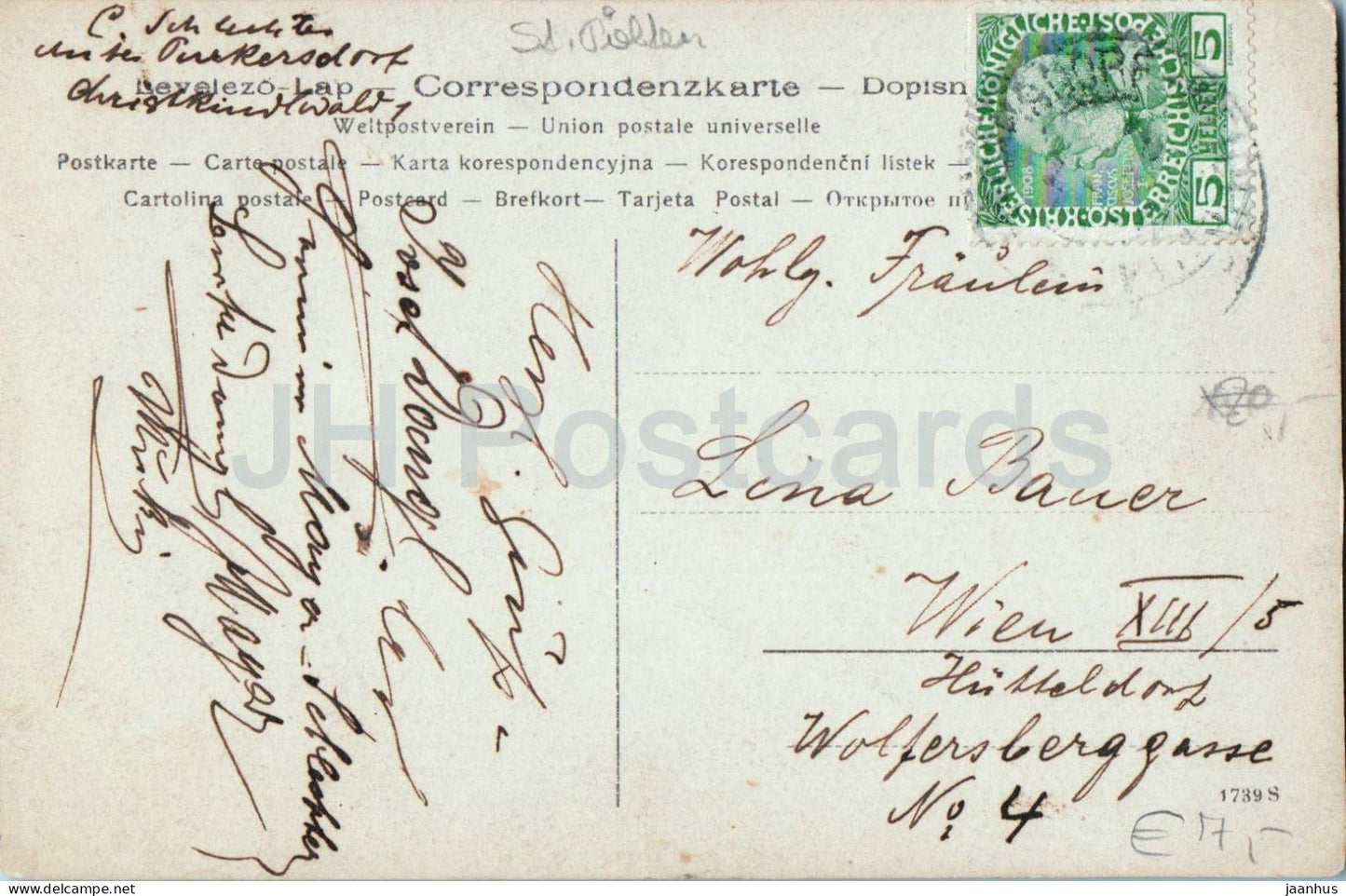 Purkersdorf - Christkindlwald - Groupe familial - portrait en extérieur - véranda - photo - carte postale ancienne - Autriche - d'occasion