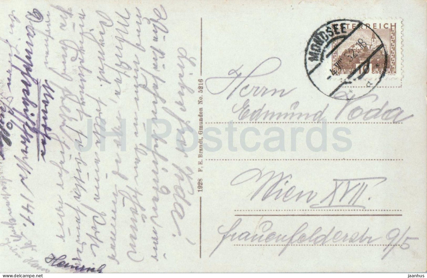 Salzkammergut - Mondsee mit dem Schafberg - Nr 5216 - carte postale ancienne - 1932 - Autriche - utilisé