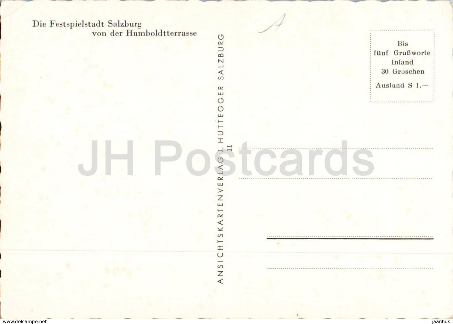 Die Festspielstadt Salzburg von der Humboldtterrasse - Stadtpanorama - Fluss - alte Postkarte - Österreich - unbenutzt
