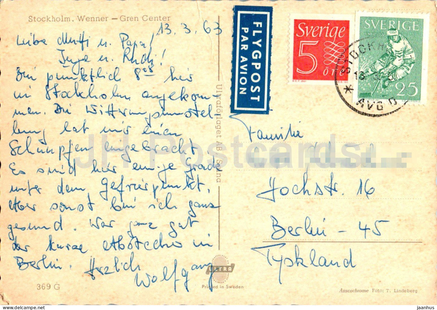 Stockholm - Wenner - Gren Center - 369 - 1963 - Suède - d'occasion