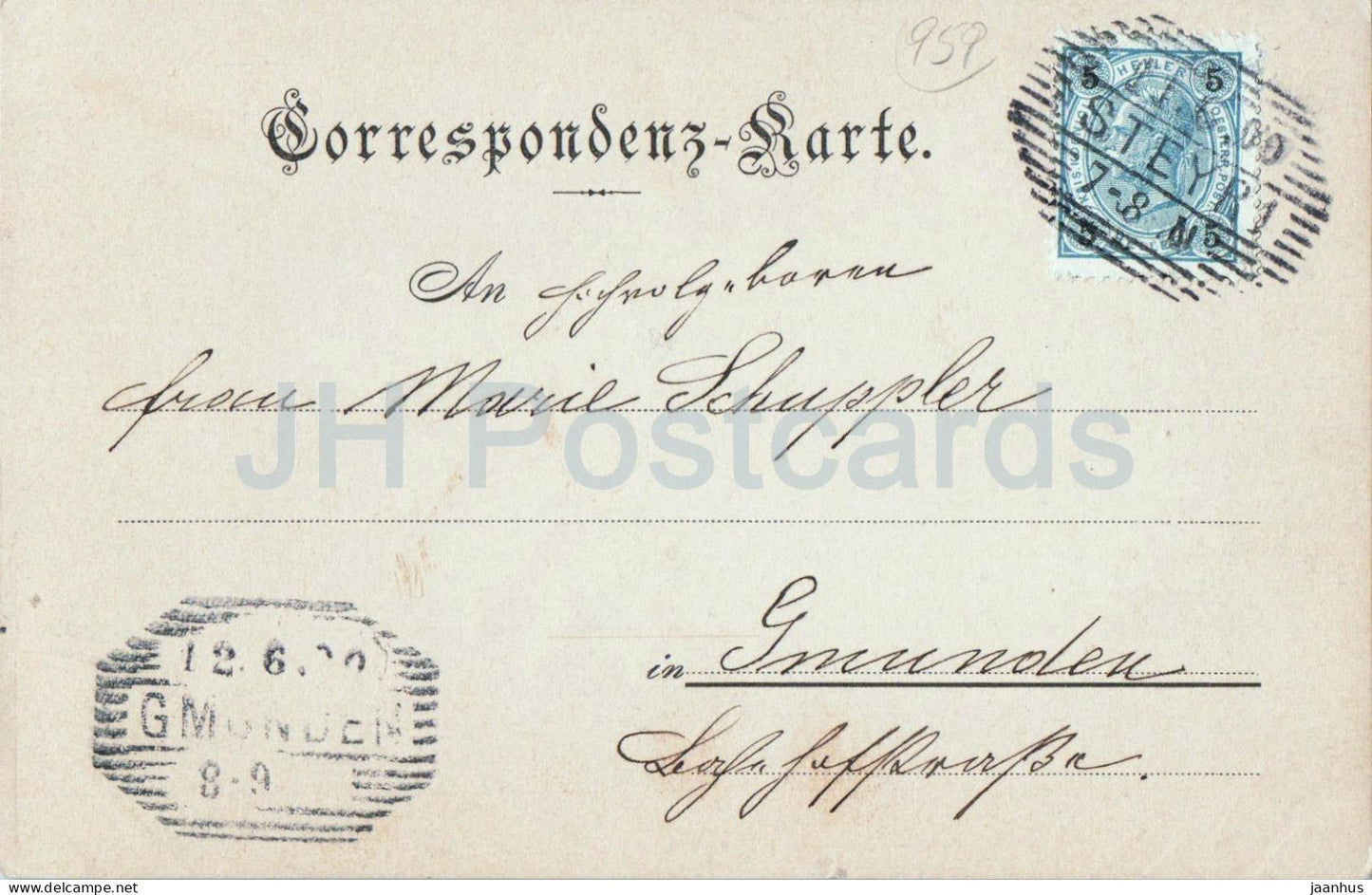 Stadtansicht mit Haus an der Esplanade - vue sur la ville avec maison - carte postale ancienne - 1900 - Autriche - utilisé