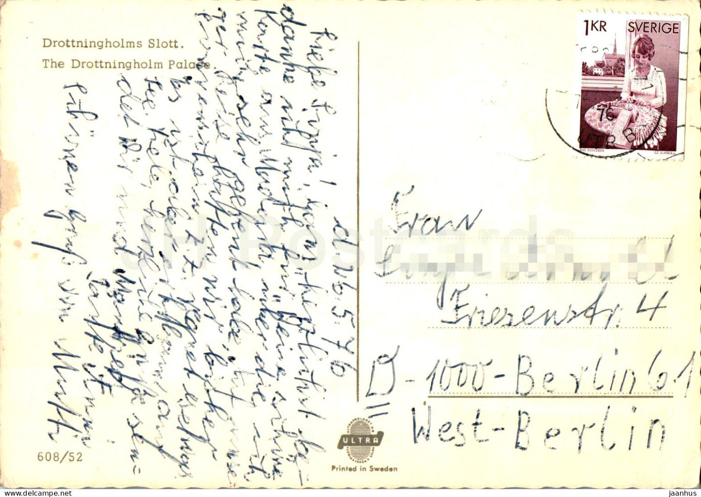 Drottningholms Slott - castle - 608/52 - 1976 - Sweden - used
