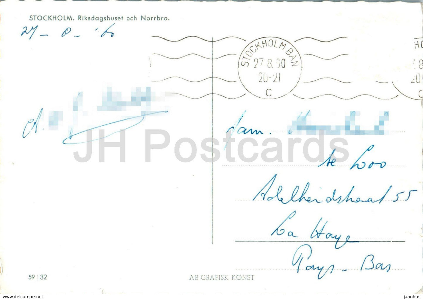 Stockholm - Riksdagshuset och Norrbro - Parliament House - bridge - 59/32 - 1960 - Sweden - used