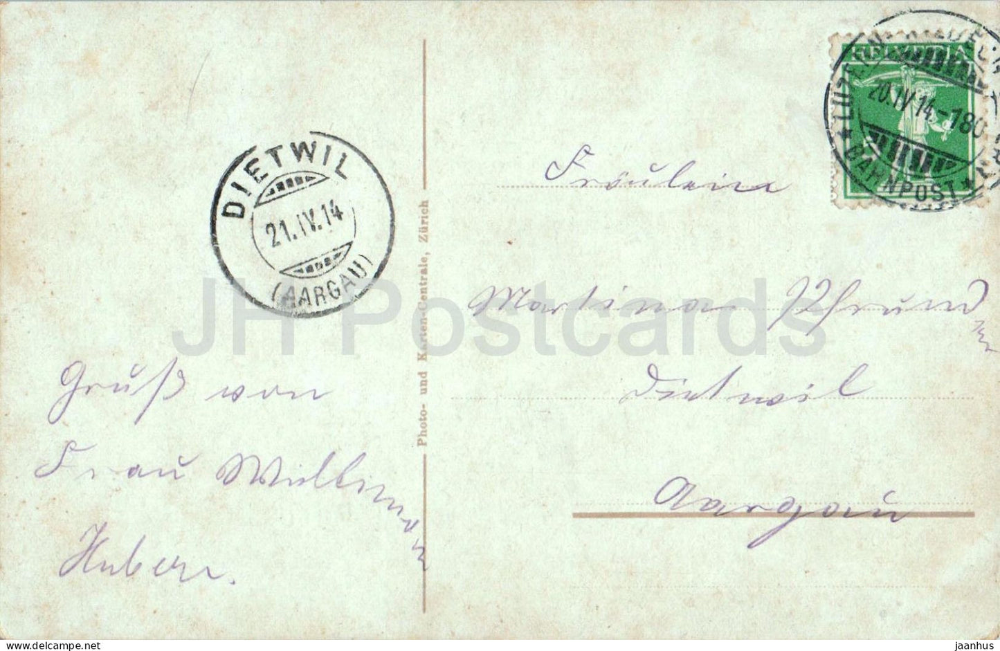 Zurich gegen Utoquai - 92 -old postcard - 1914 - Switzerland - used