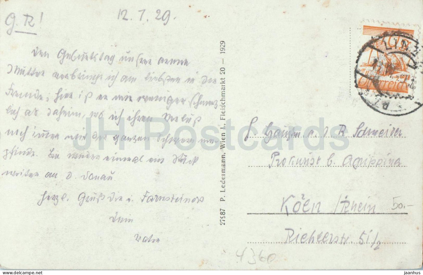 Grein an der Donau - Strudengau - Schloss Greinburg - château - 27987 - carte postale ancienne - 1929 - Autriche - utilisé