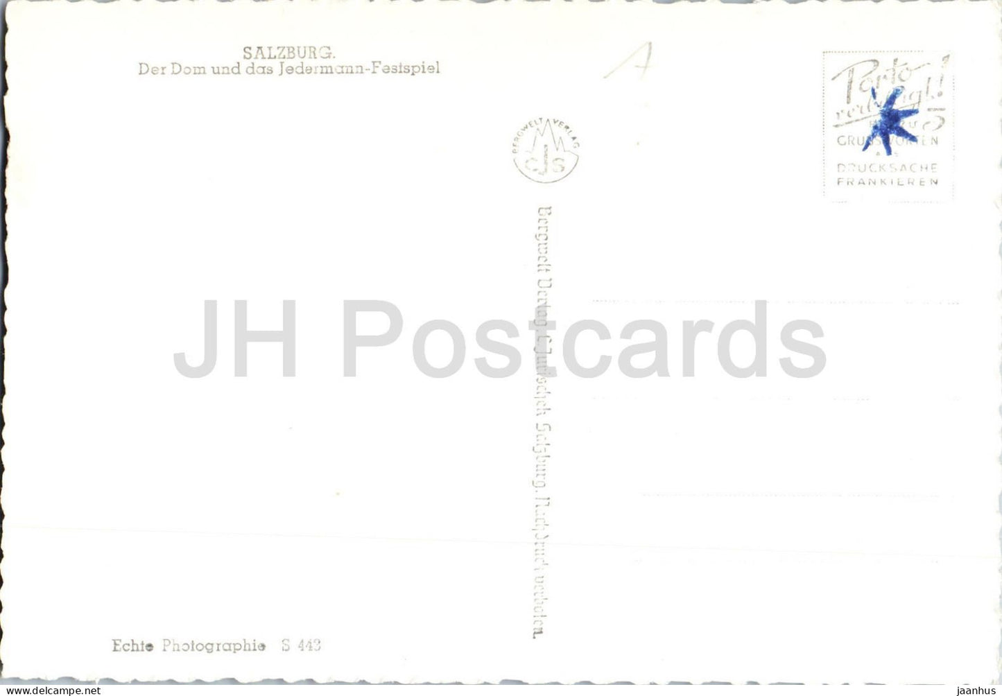 Salzburg - Der Dom und das Jedermann Festspiel - Dom - alte Postkarte - 443 - Österreich - unbenutzt