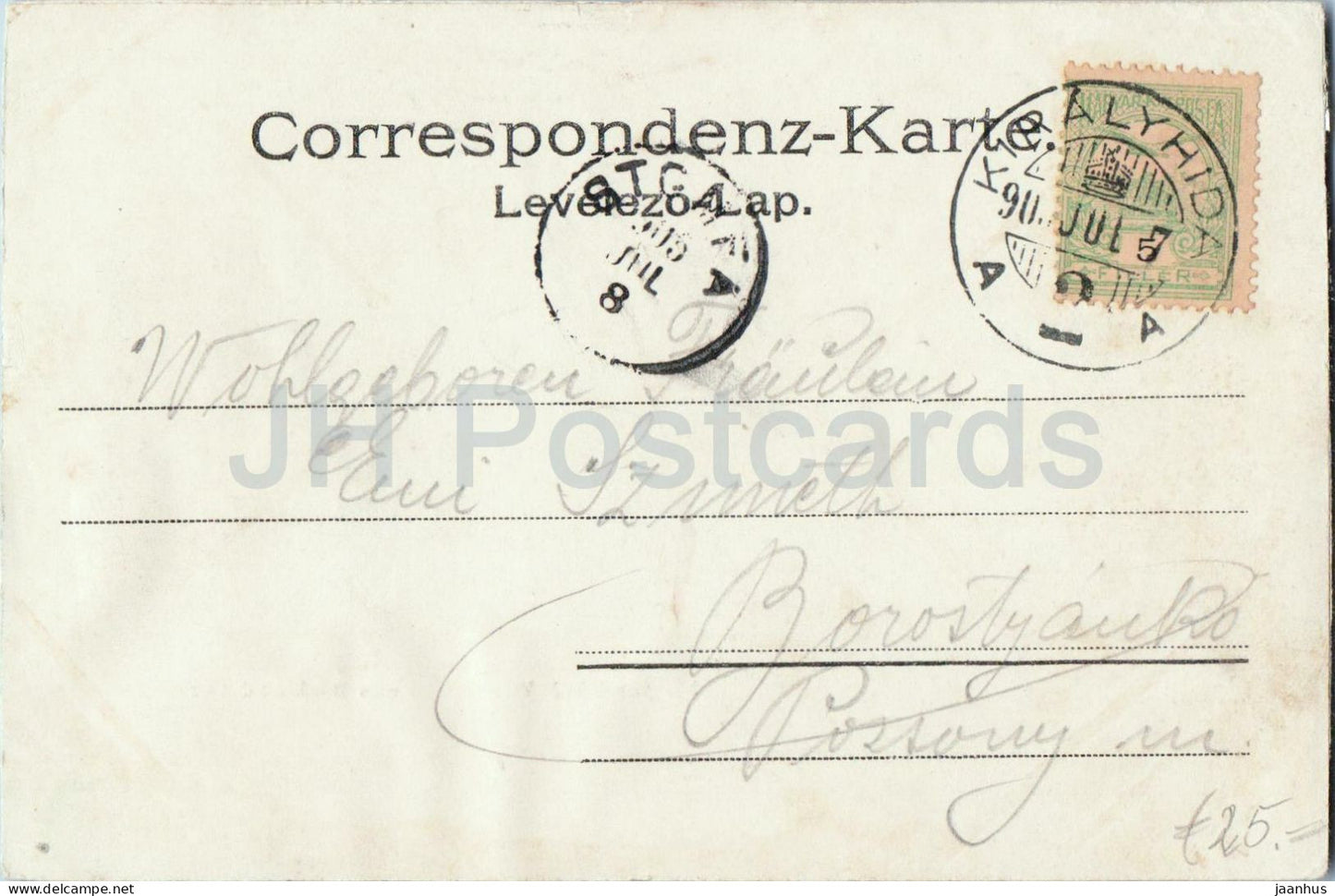 Gruss aus Kiralyhida - Bruckneudorf - Magyar Kavehaz - Keils Buchhandlung - old postcard - 1908 - Austria-Hungary - used