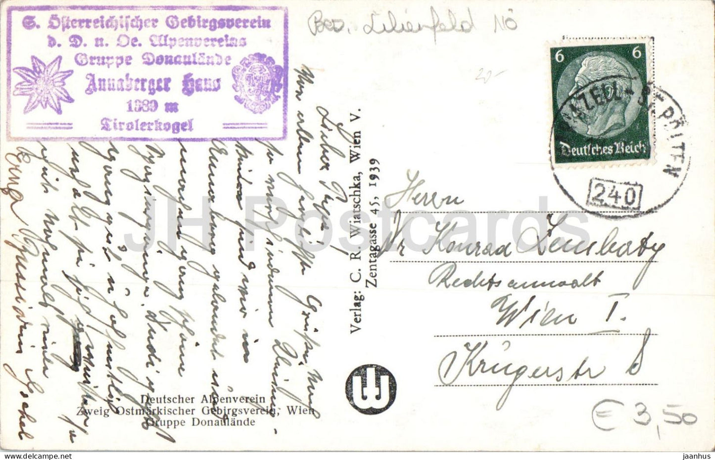 Tirolerkogel 1389 m Blick auf Gippel und Goller - 1713 - old postcard - Austria - used