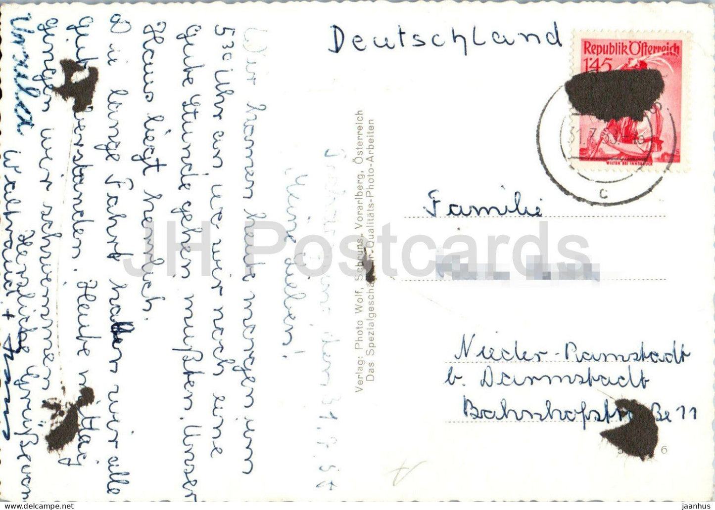 Lindauer Hütte 1763 m mit 3 Türme - Vorarlberg - Alpenhütte - Berggipfel - alte Postkarte - 1958 - Österreich - gebraucht