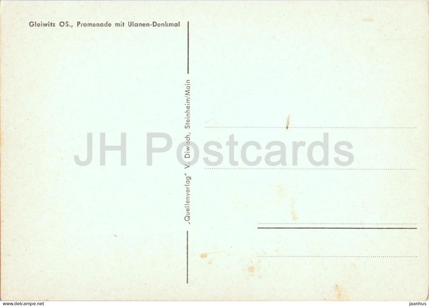 Gleiwitz OS - Promenade mit Ulanen Denkmal - monument - Gliwice - Schlesien - Silesia - old postcard - Poland - unused