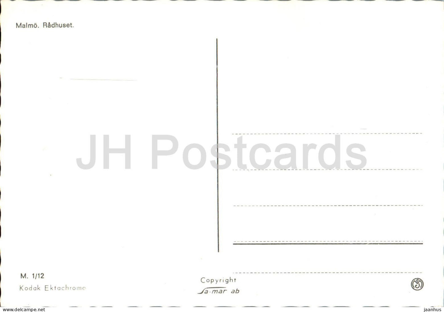 Malmö - Radhuset - Hôtel de ville - 1/12 - Suède - inutilisé