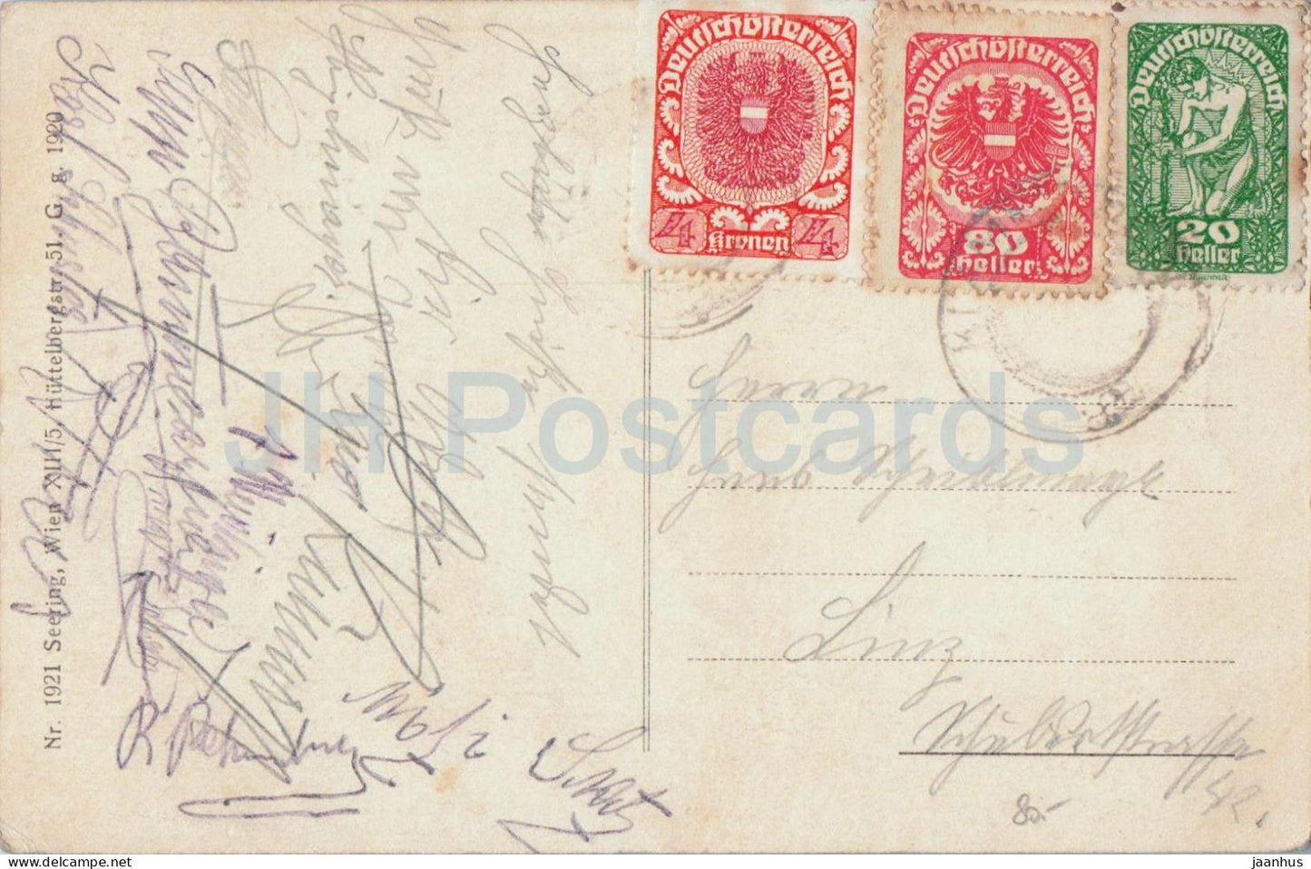 Motive aus der Schlucht Klam Saxen - Klamm - cascades et vues sur le château - 1921 - carte postale ancienne - 1920 - Autriche - utilisé