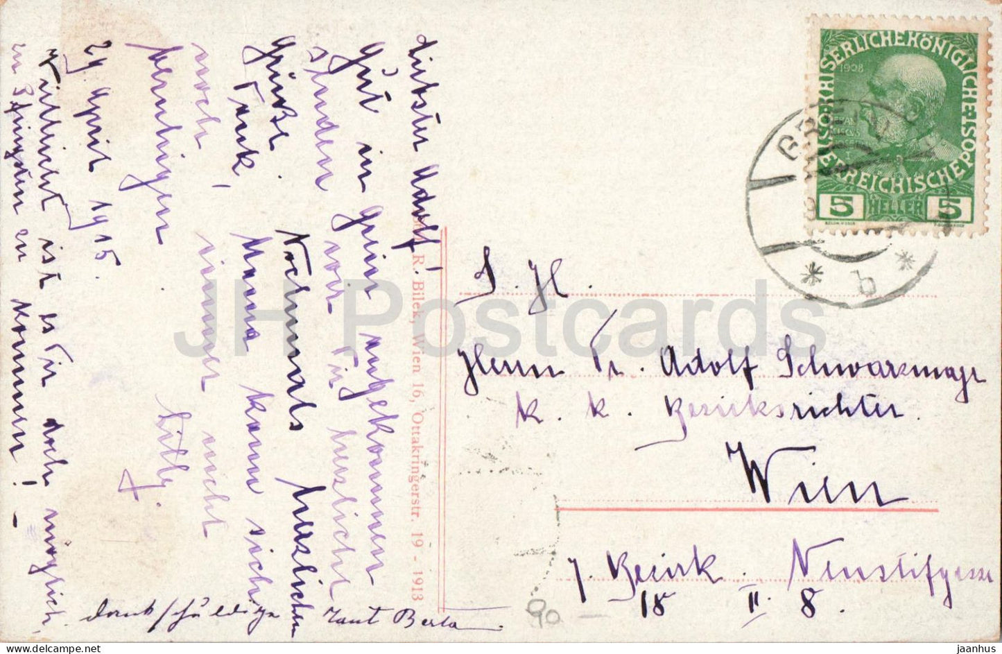 Grein ad Donau - panorama de la ville - carte postale ancienne - 1913 - Autriche - d'occasion