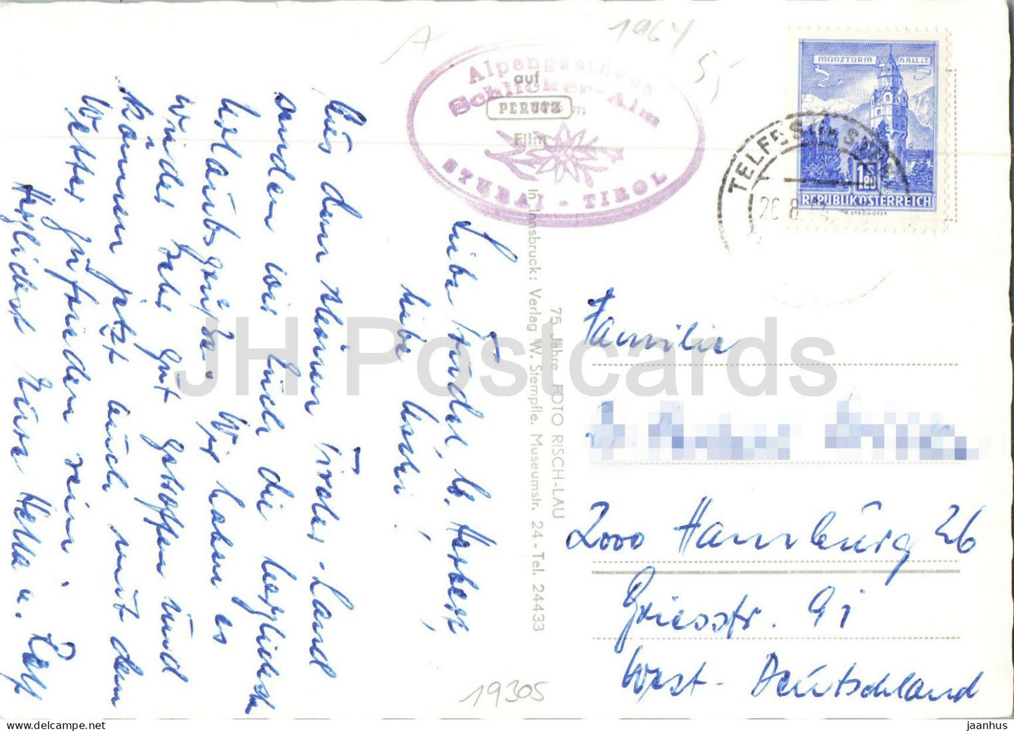Schlickeralm 1616 m bei Fulpmes i. Stubaital - Tirol - Berghütte - Alm - 1964 - Österreich - gebraucht