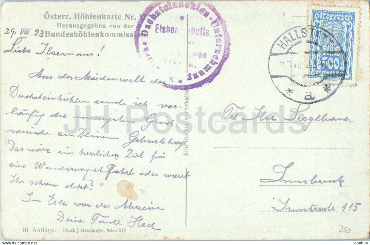 Dachstein Rieseneishohle bei Obertraun - Im I Eisabgrund Eingang in die grosse Eiskapelle - old postcard Austria - used