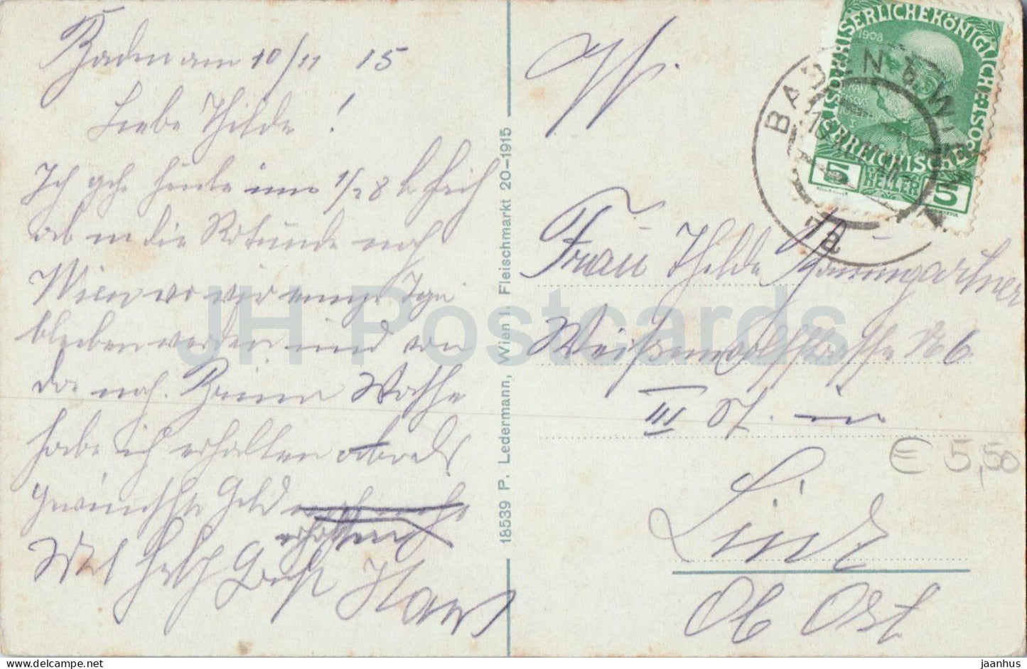 Kurort Baden bei Wien - Panorama mit Wasserleitung - 18539 - carte postale ancienne - 1915 - Autriche - utilisé