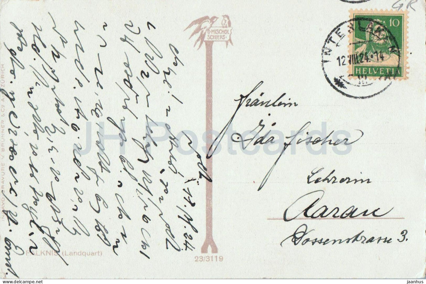 Falknis - Landquart - Heimat - panorama de montagnes - 23/3119 - carte postale ancienne - 1924 - Suisse - utilisé