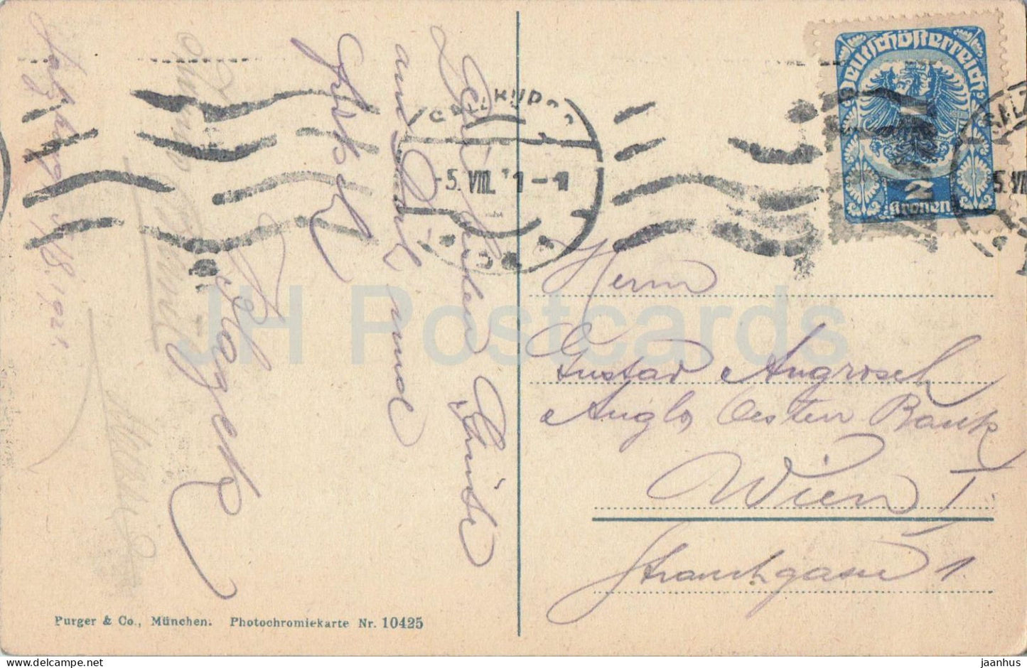 Salzburg von Maria Plain - Mountains Hoher Goll - Untersberg - Nr. 10425 - old postcard - 1921 - Austria - used