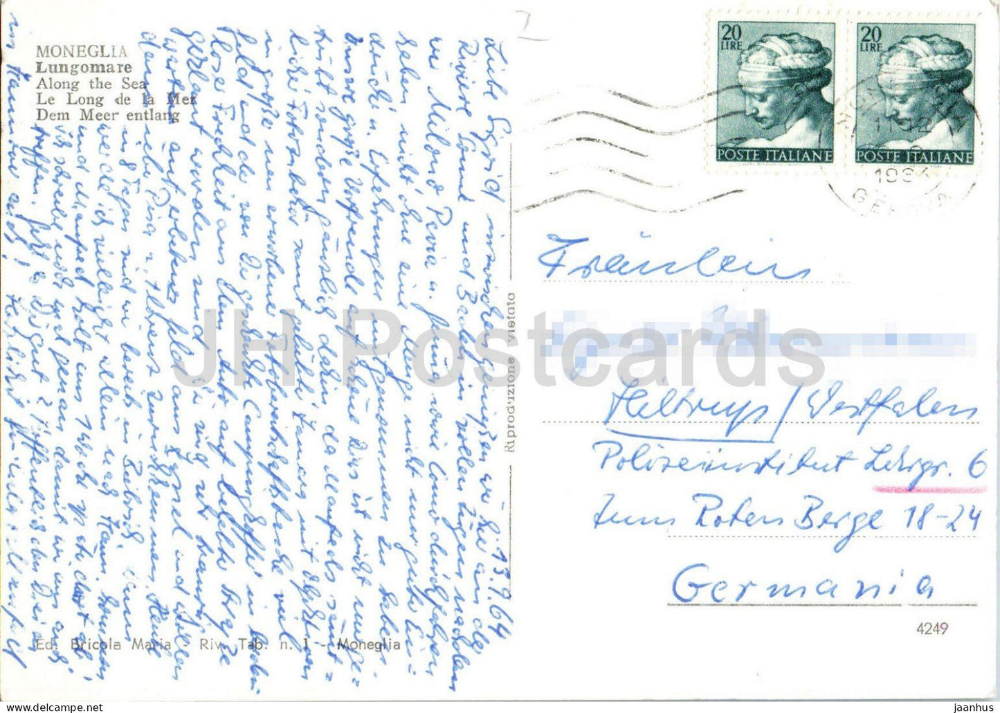 Moneglia - Lungomare tra le palme - Seafront among palm trees - 4249 - 1964 - Italy - used