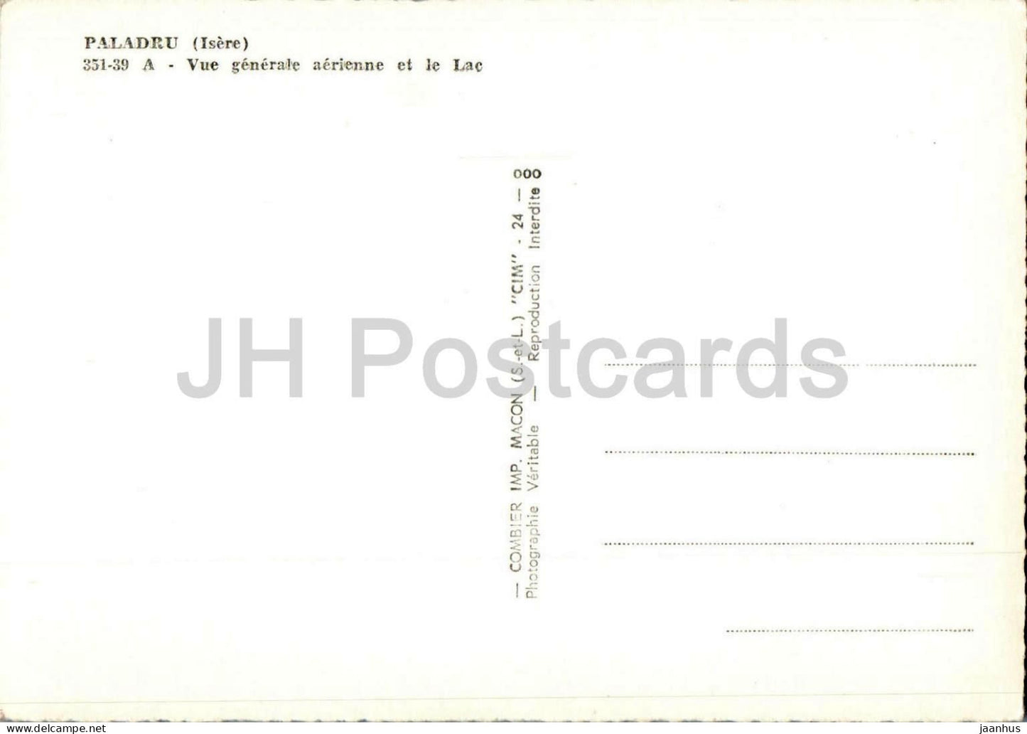 Paladru - Vue générale aérienne et le Lac - 351-39 - ancienne carte postale - France - non utilisée