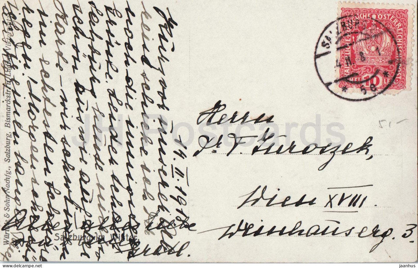 Salzburg im Winter - Salzburg in Winter - Bismarckstr - Ludwig Viktorplatz - 501 - old postcard - 1918 - Austria - used
