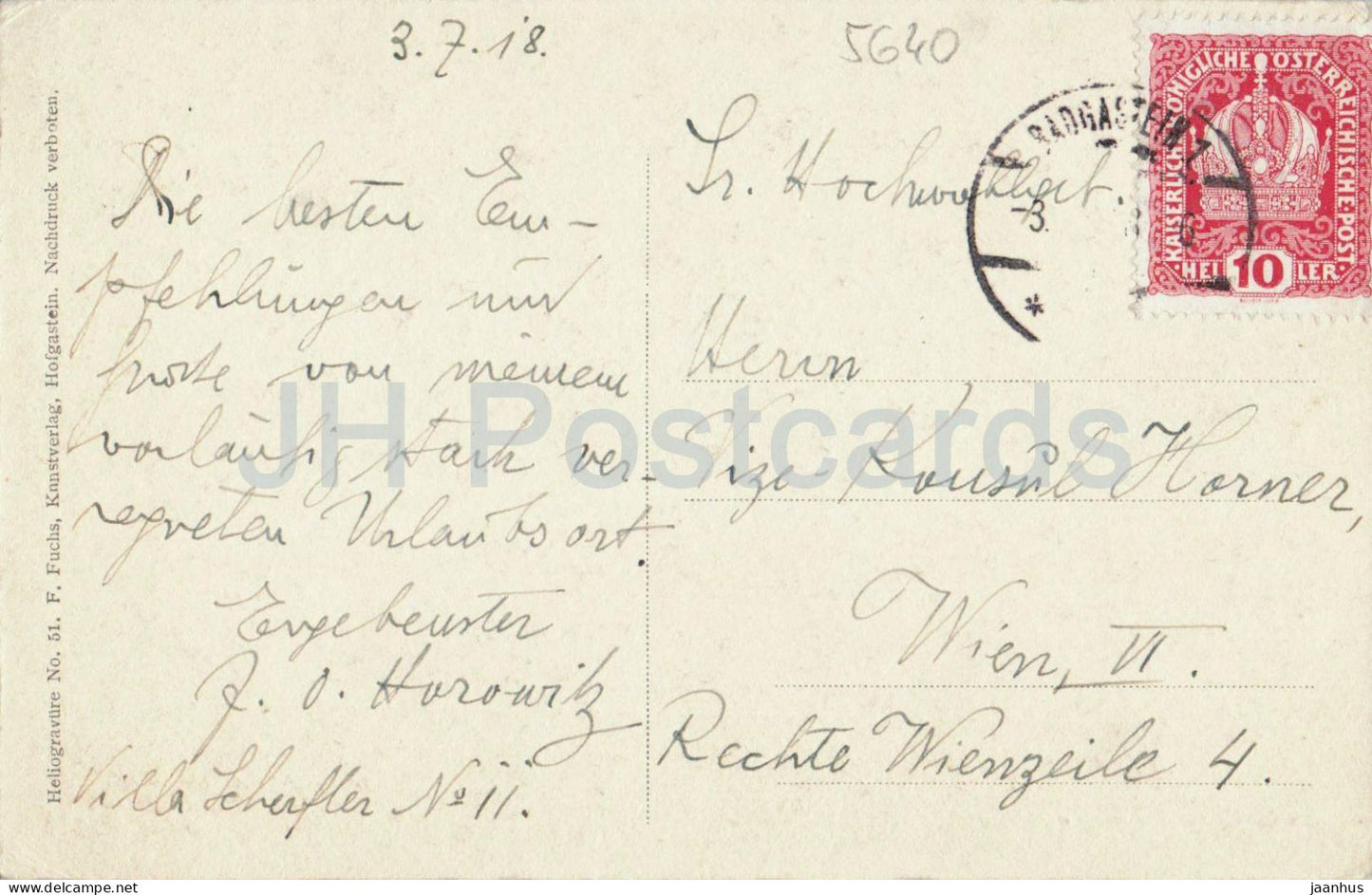 Kurort Badgastein - Bad Gastein - Mountain Spa View - No. 51 - old postcard - 1918 - Austria - used