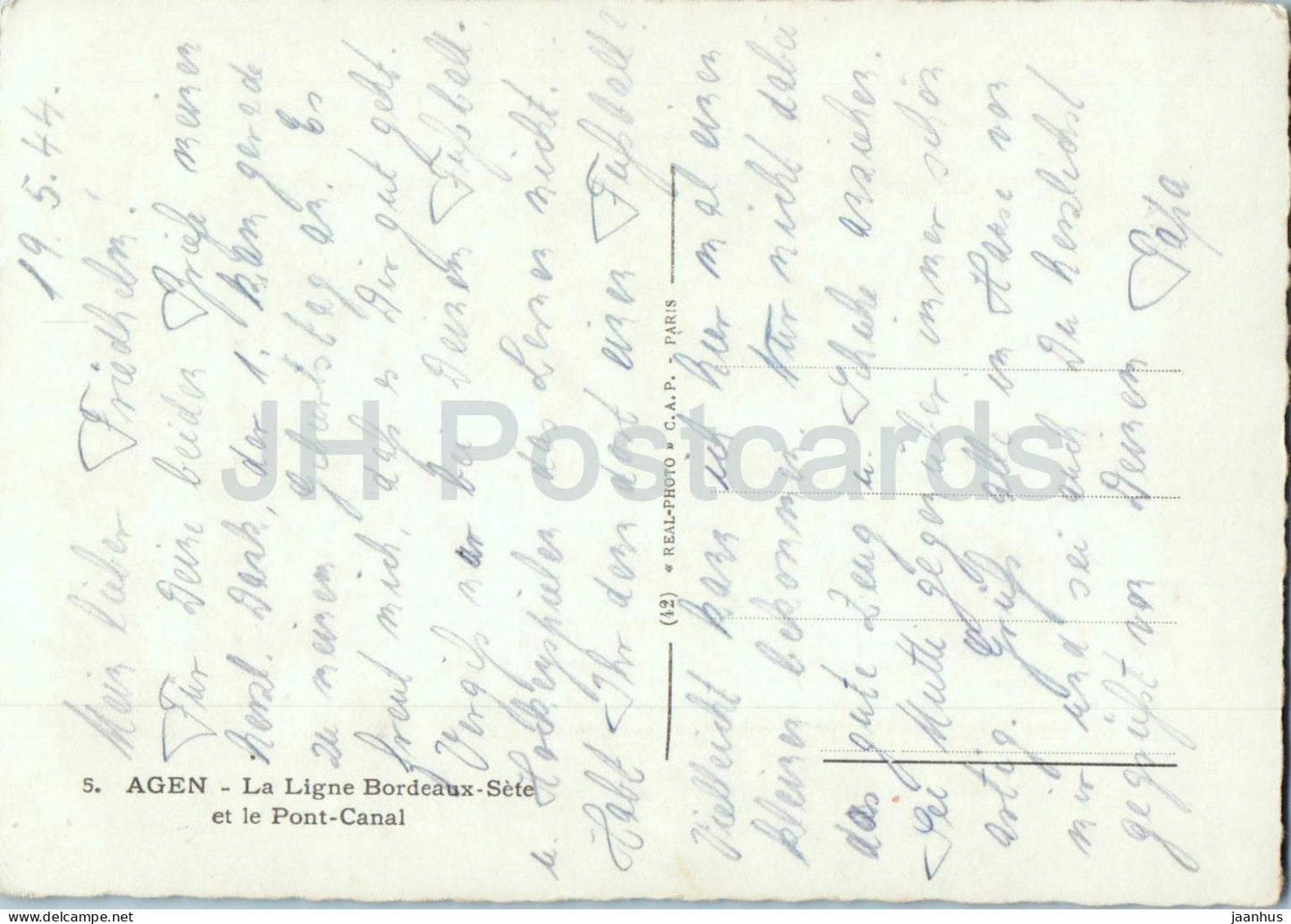 Agen - Die Linie Bordeaux-Sète und der Kanalbrücke - Eisenbahn - Zug - Lokomotive - alte Postkarte - 1944 - Frankreich - gebraucht