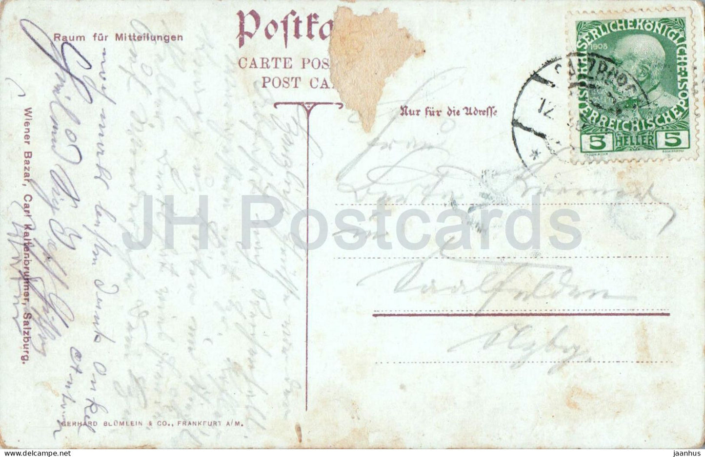 Salzburg vom Kapuzinerberg - Nr. 1443 - old postcard - 1908 - Austria-Hungary - used