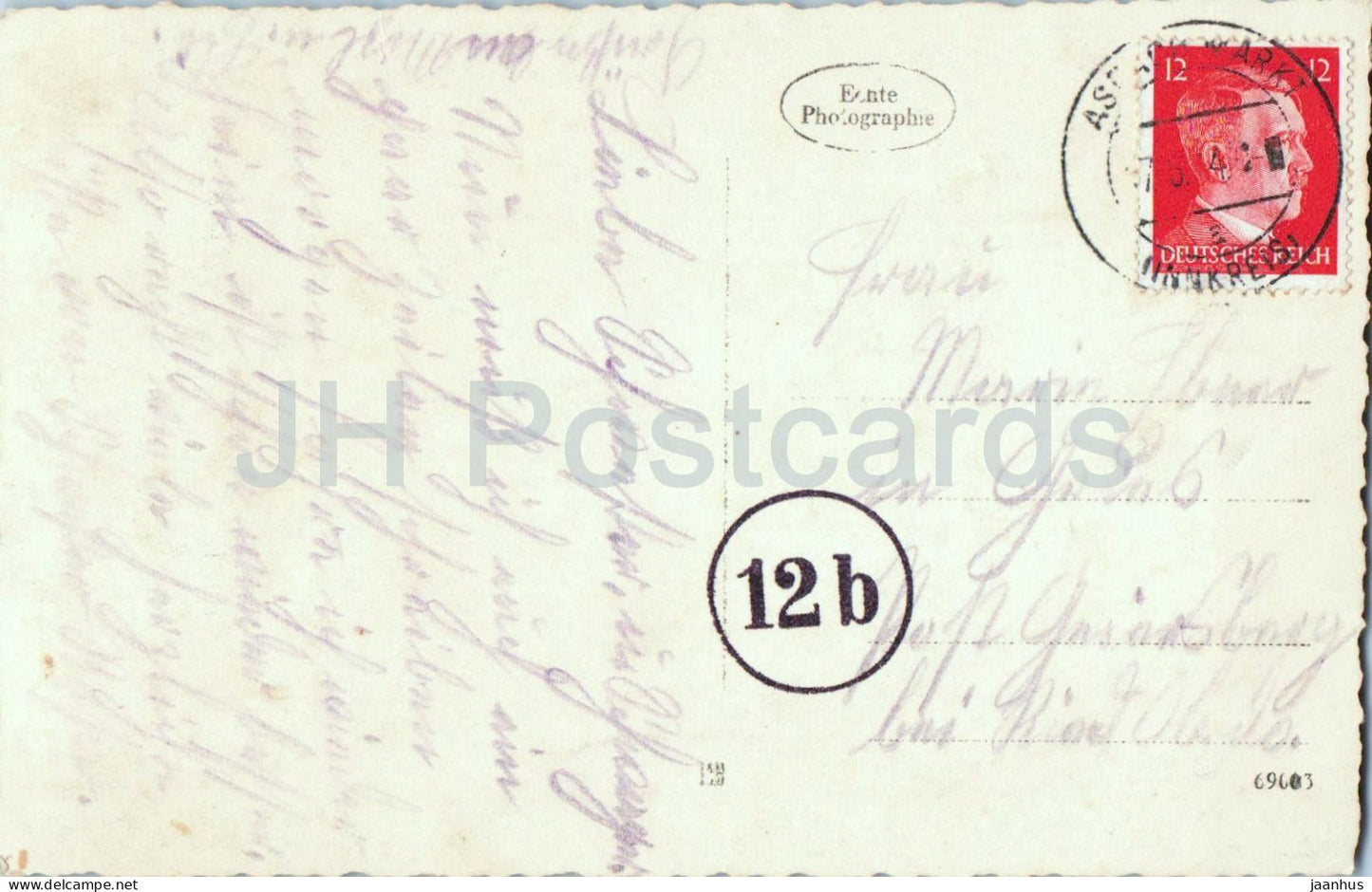 Child in front of manor house - photo - old postcard - 1940s - Austria - used