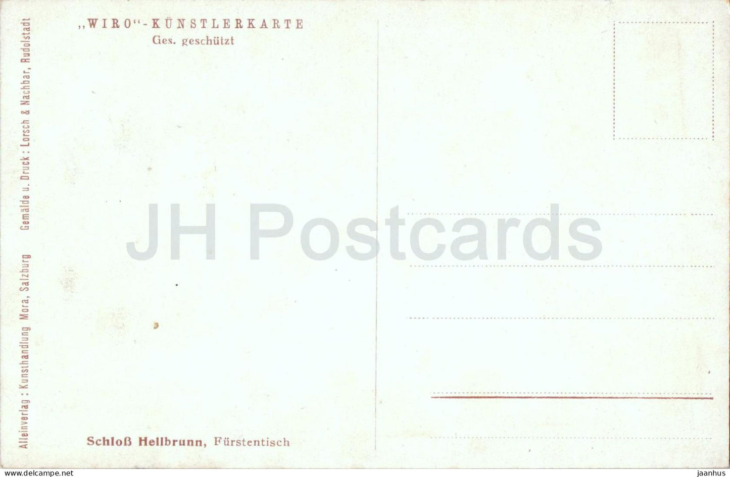 Schloss Hellbrunn - Furstentisch - Castle - WIRO Kunstlerkarte - illustration - old postcard - Austria - unused
