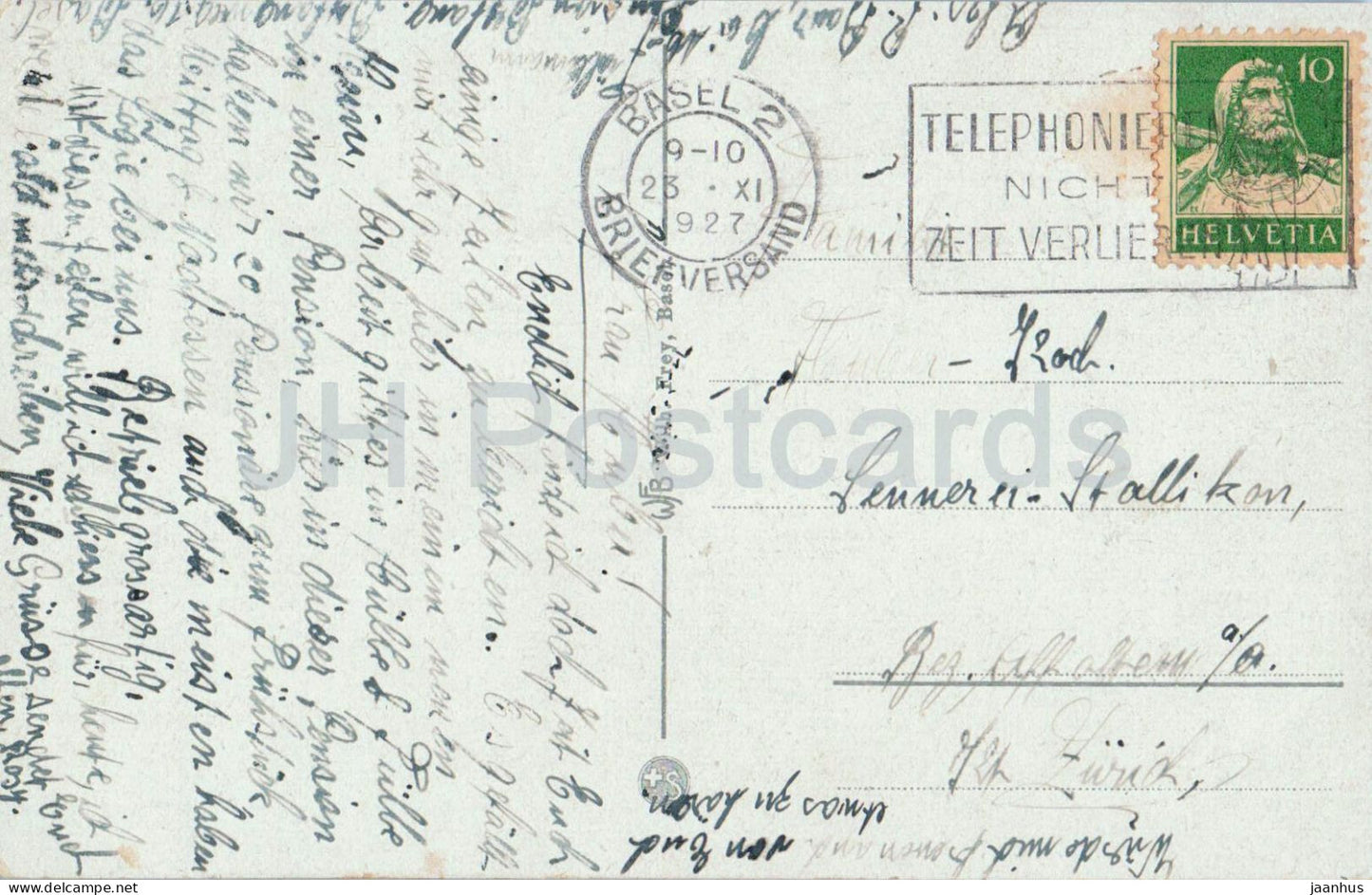 Bâle - Strassburgerdenkmal mit Bundesbahnhof - monument - gare - carte postale ancienne - 1927 - Suisse - utilisé