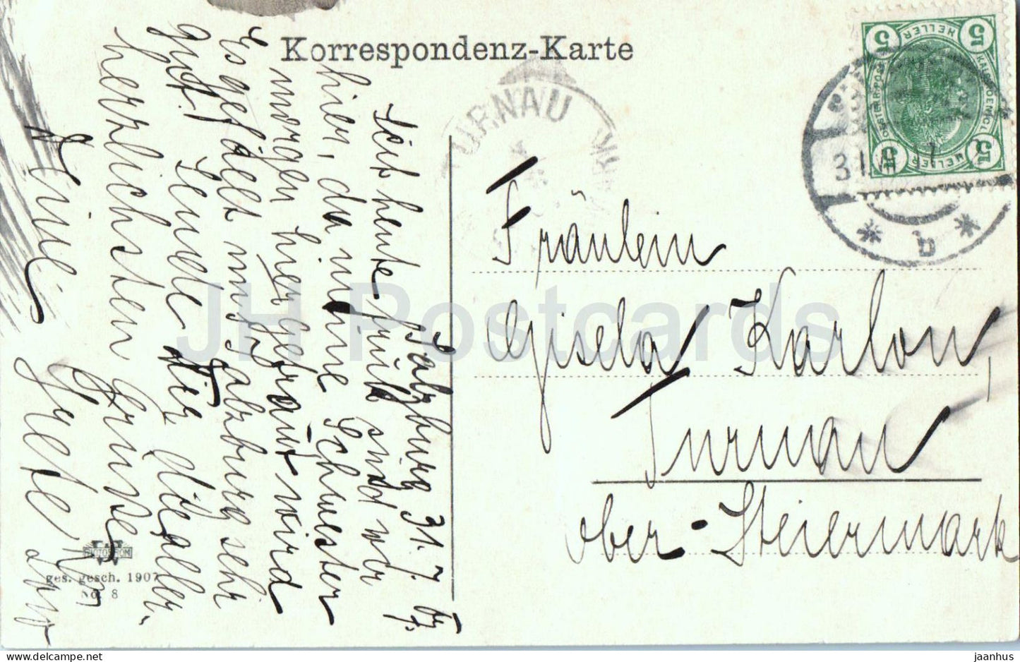 Salzburg - Festung mit Untersberg vom Giselakai - old postcard - 1907 - Austria - used