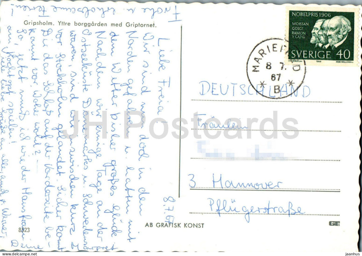 Gripsholm - Yttre borggarden med Griptornet - Äußerer Schlosshof mit dem Gripturm - 8523 - 1967 - Schweden - gebraucht