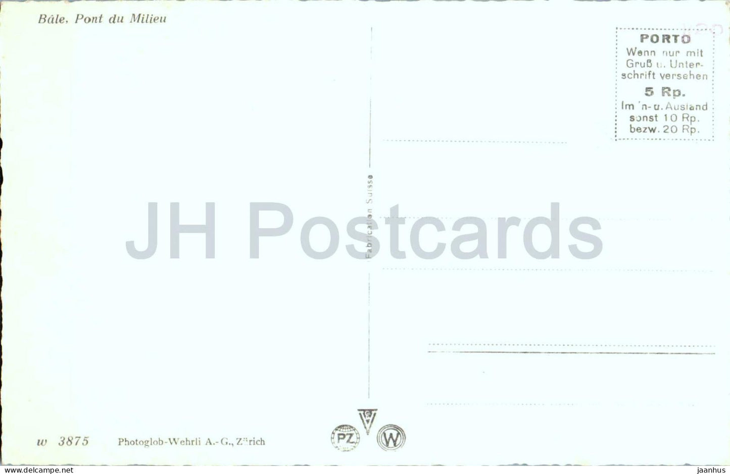 Basel - Mittlere Rheinbrucke - river - bridge - 3875 - old postcard - Switzerland - unused