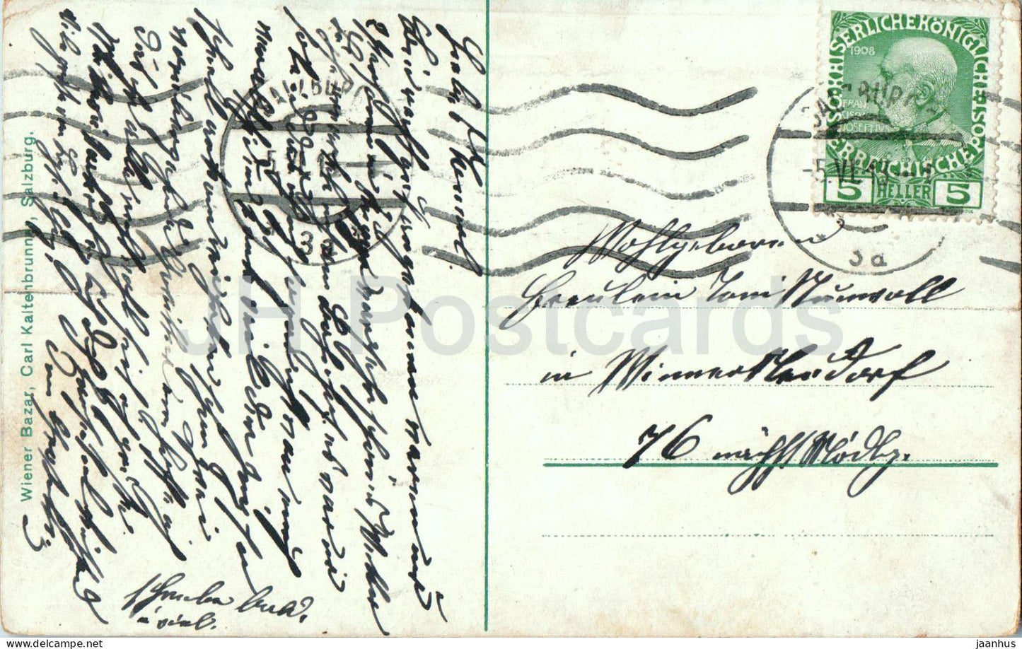 Salzbourg vom Kapuzinerberg - carte postale ancienne - années 1910 - Autriche - utilisé