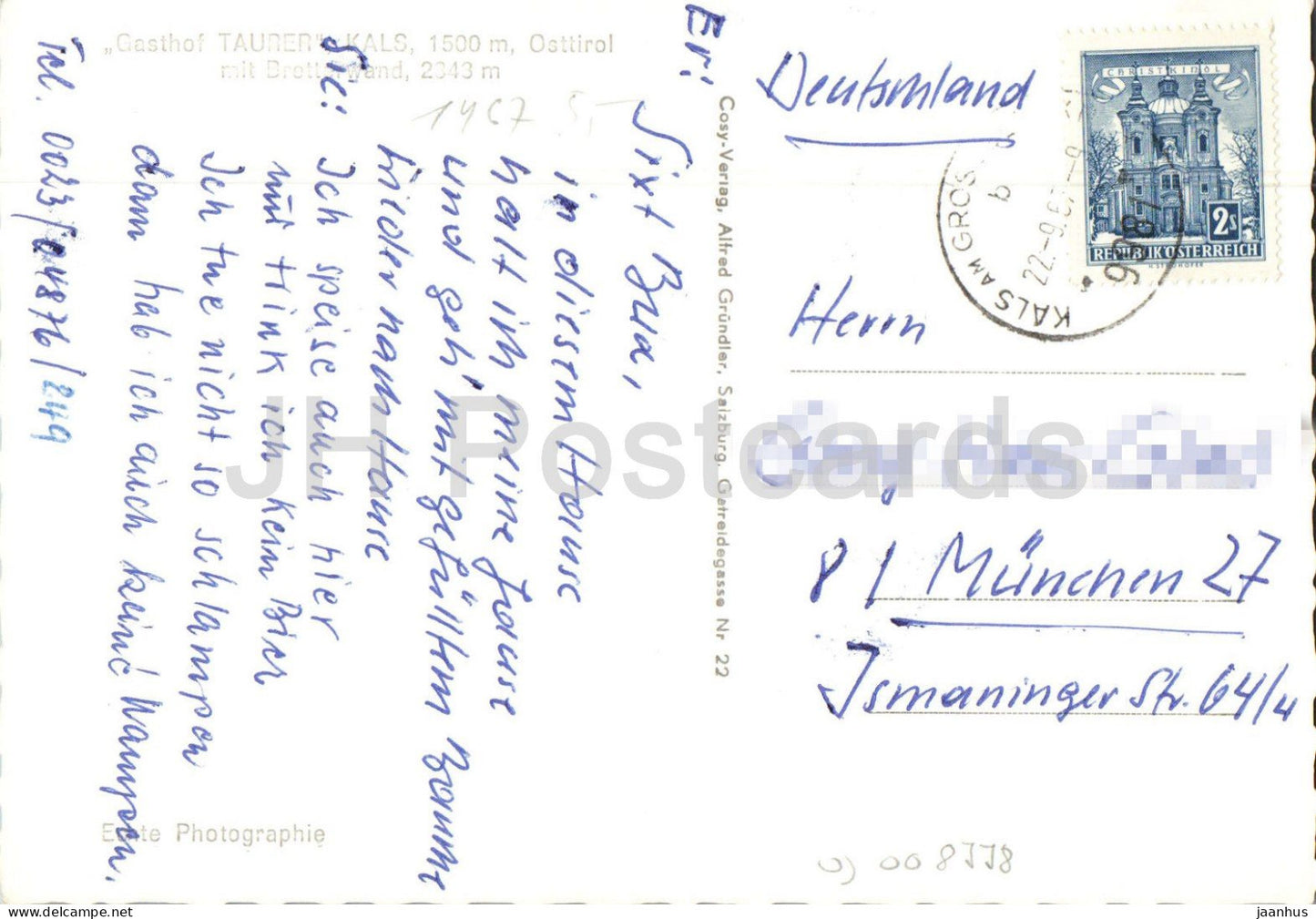 Gasthof Taurer - Kals 1500 m - Osttirol - mit Bretterwand - Berggasthof - Alpenresort - 22 - 1967 - Österreich - gebraucht