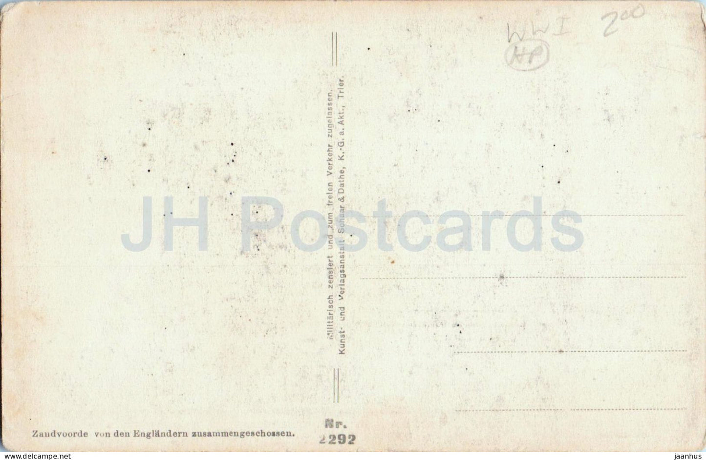 Zandvoorde von den Englandern zusammengeschossen - shelled by the English - WWI - old postcard - Belgium - unused