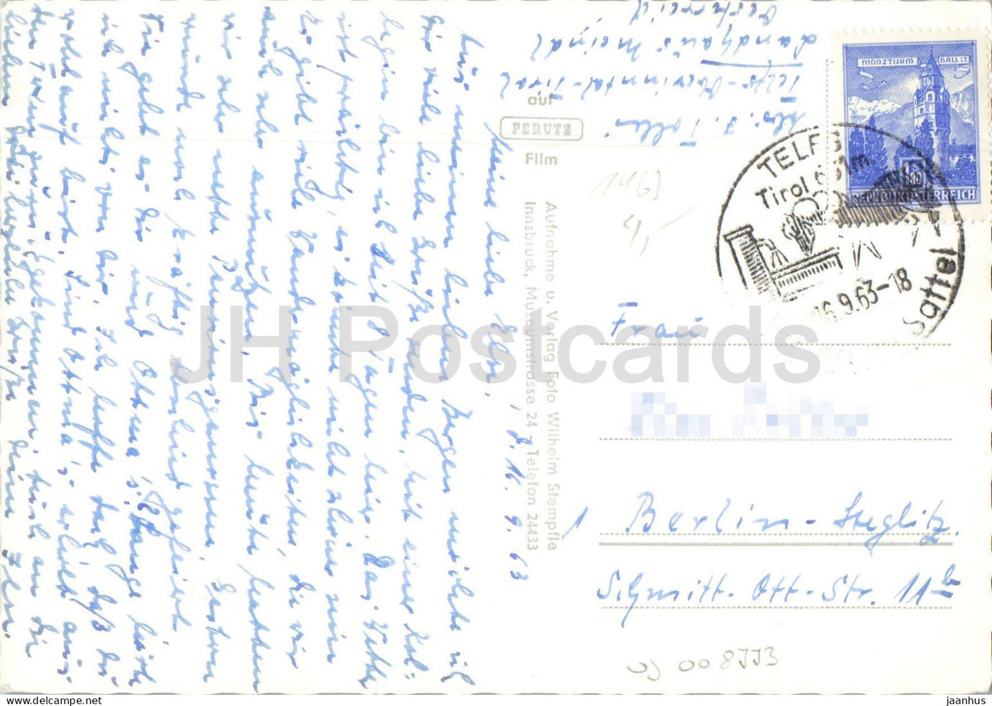 Telfs I. Tirol mit Hoher Munde 2661 m - ville - montagne - panorama alpin - 1796 - 1963 - Autriche - utilisé