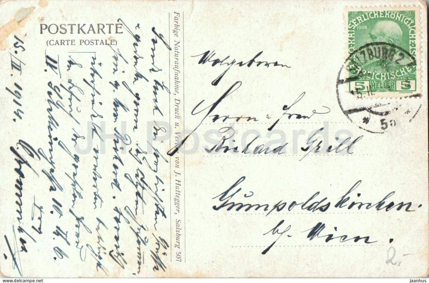 Salzbourg gegen den Untersberg - carte postale ancienne - 1914 - Autriche - utilisé
