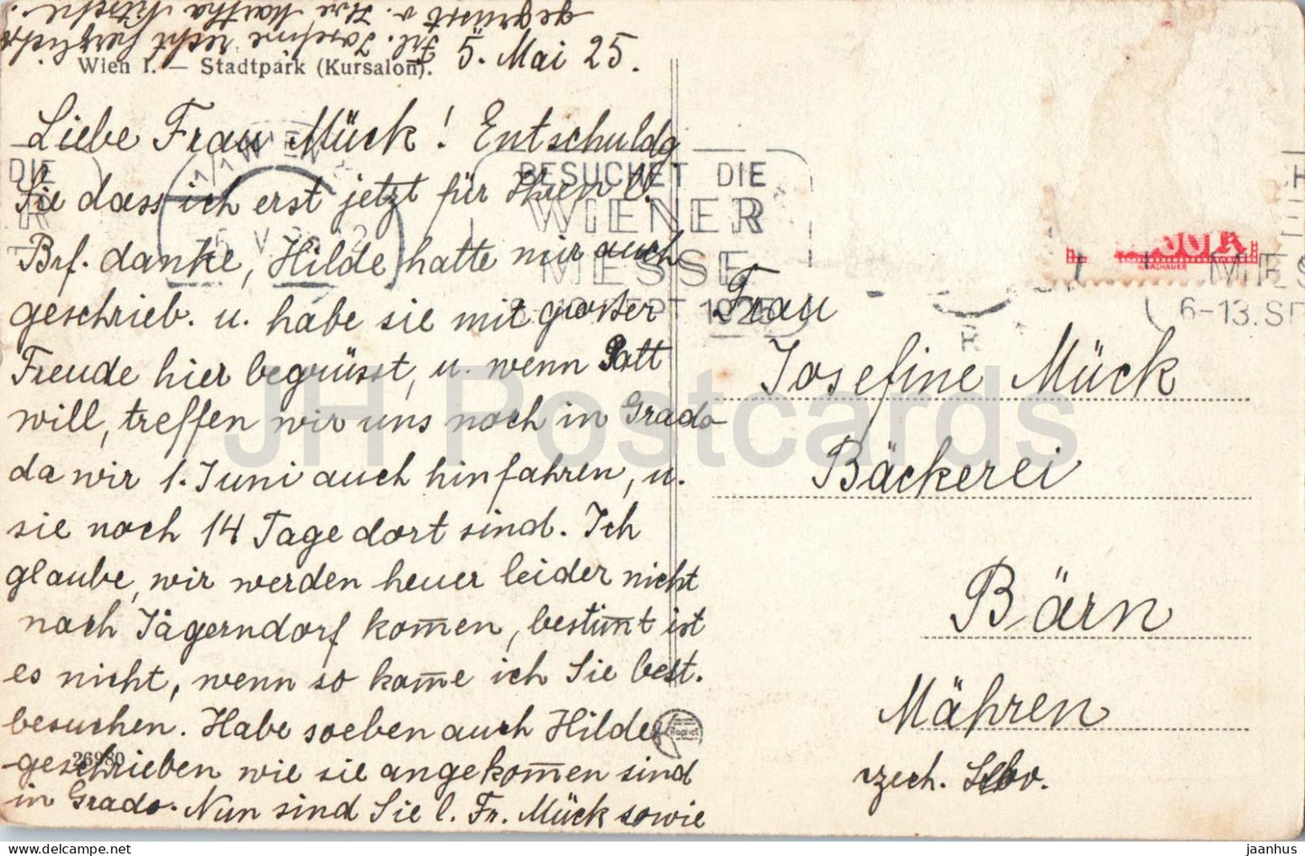 Wien - Vienna - Stadtpark - Kursalon - Architecture - Park - old postcard - 1925 - Austria - used