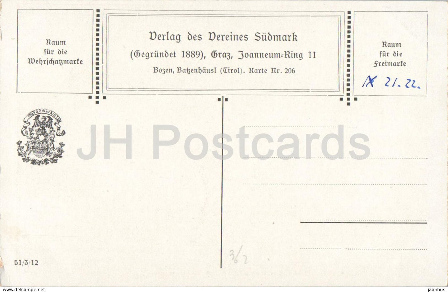 Bozen - Bolzano - Batzenhausl - horse - illustration - 206 - old postcard - 1922 - Italy - used